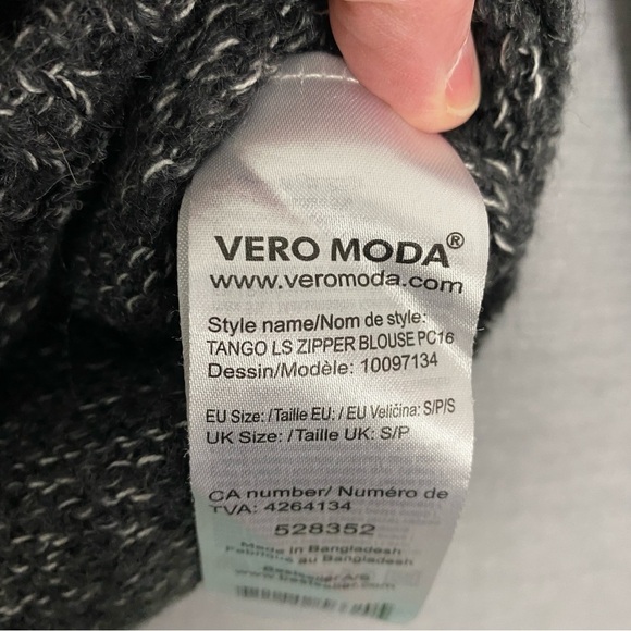 Vero Moda Tango Sweater Pull Over Sz Small Grey Loose Knit Stretchy Zipper Back - Picture 6 of 9